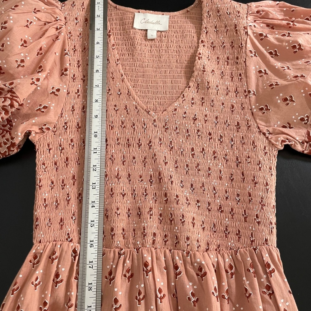 Cleobella Pink Cottagecore Maxi Boho Organic Cotton Dress Small Garden Smocked - Picture 13 of 16